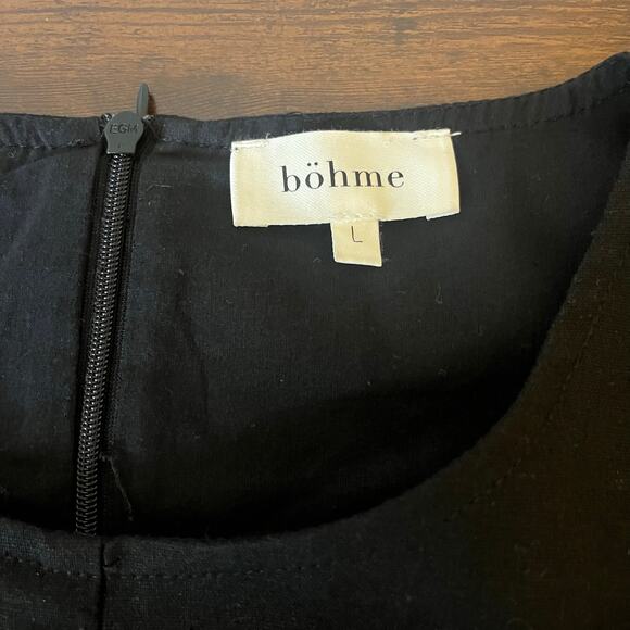 Bohme Black Short Sleeve Cinched Waist Mid Dress Size Large - Picture 8 of 10